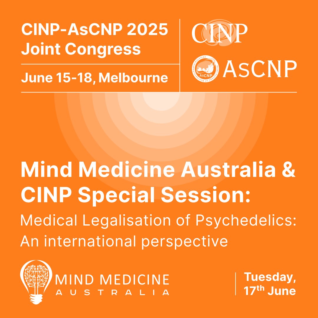 The 36th World Congress of Neuropsychopharmacology returns to #Melbourne from June 15–18. We will host a special session on the medical legalisation of #psychedelics on June 17. Register now: cinp2025.org/registration.h… @thecinp