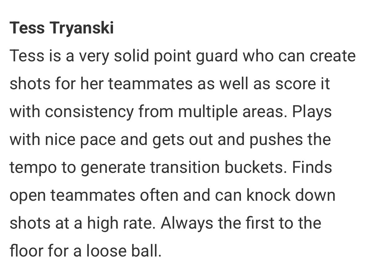 Tess Tryanski - ⭐️c/o 2028⭐️ (@tess_tryanski) on Twitter photo Thank you <a href="/JrAllStarPA/">Pennsylvania Jr. All-Star GBB</a> for the great write up!! I will continue to work and put countless hours in the gym🙏 <a href="/CometsBallers/">Comets Basketball</a> <a href="/BecahiGBB/">Becahi Lady Hawks Basketball</a> Thank you <a href="/JrAllStarPA/">Pennsylvania Jr. All-Star GBB</a> for the great write up!! I will continue to work and put countless hours in the gym🙏 <a href="/CometsBallers/">Comets Basketball</a> <a href="/BecahiGBB/">Becahi Lady Hawks Basketball</a>