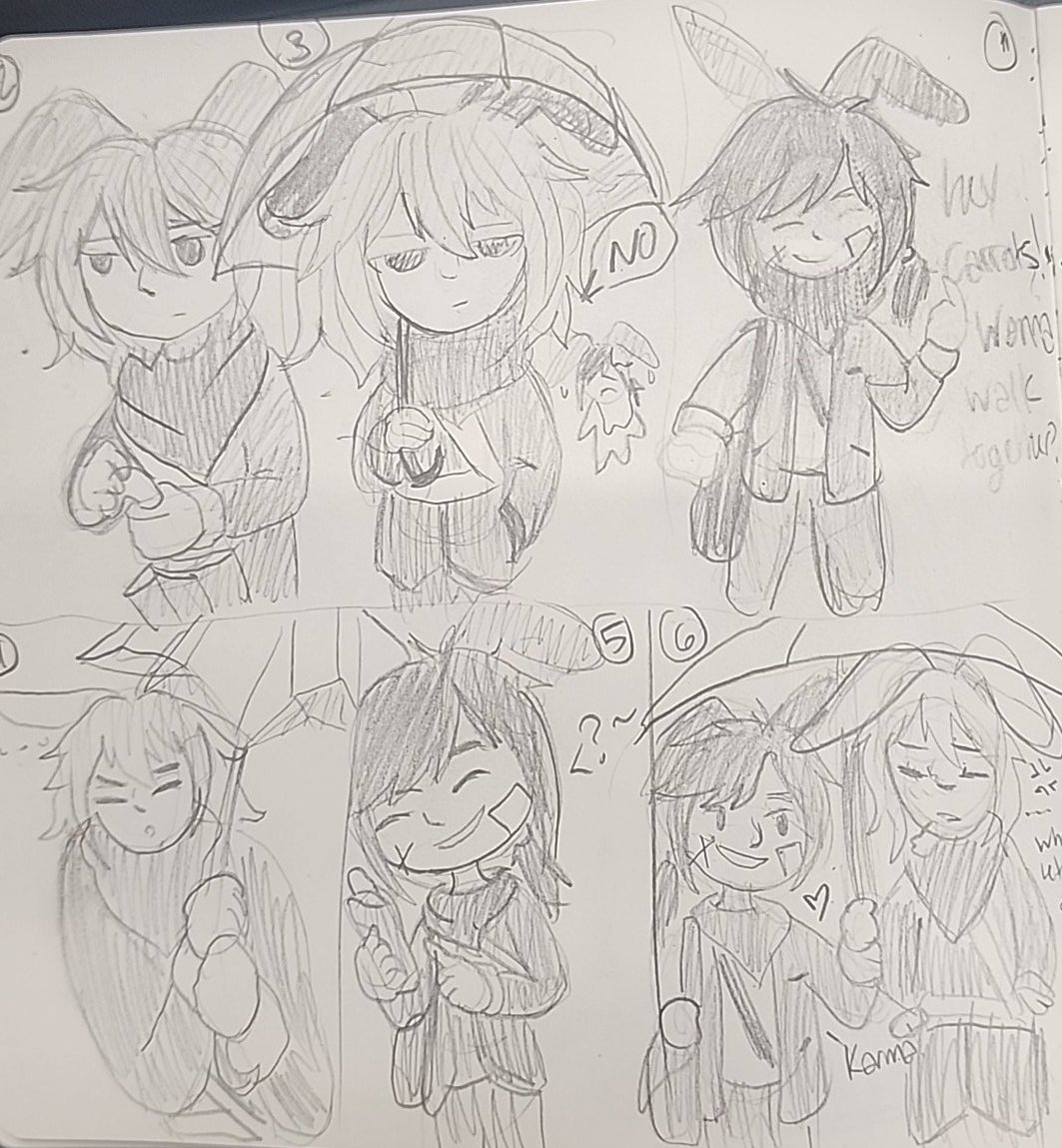 HomerunPeach's tweet image. #YuMay Day 25: Sharing an umbrella
[LuckyDraw🪻🌾]
🪻"Hey carrots! Wanna share an umbrella &amp;amp; walk together?"
*🌾 thinks* "no"
He walks away &amp;amp; his umbrella immediately breaks
🪻offers her umbrella that she had. 
"Karma!!😋" 🪻
"Whatever, you and your luck its not fair..lets go" 🙄