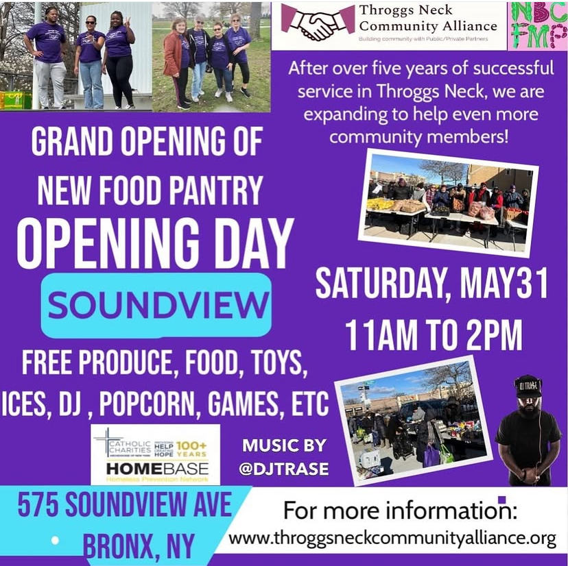 D8Connect (@d8connect) on Twitter photo Hello D8 Families, 🎉 You’re Invited! 🎉
Join us for the Grand Opening of the brand-new Pantry in Soundview — brought to you by the Throggs Neck Community Alliance! 📅 This Saturday, May 31
🕚 11:00 AM – 2:00 PM
📍 575 Soundview Avenue, Bronx, NY 10473 <a href="/jen_joynt/">Jennifer Joynt</a> Hello D8 Families, 🎉 You’re Invited! 🎉
Join us for the Grand Opening of the brand-new Pantry in Soundview — brought to you by the Throggs Neck Community Alliance! 📅 This Saturday, May 31
🕚 11:00 AM – 2:00 PM
📍 575 Soundview Avenue, Bronx, NY 10473 <a href="/jen_joynt/">Jennifer Joynt</a>