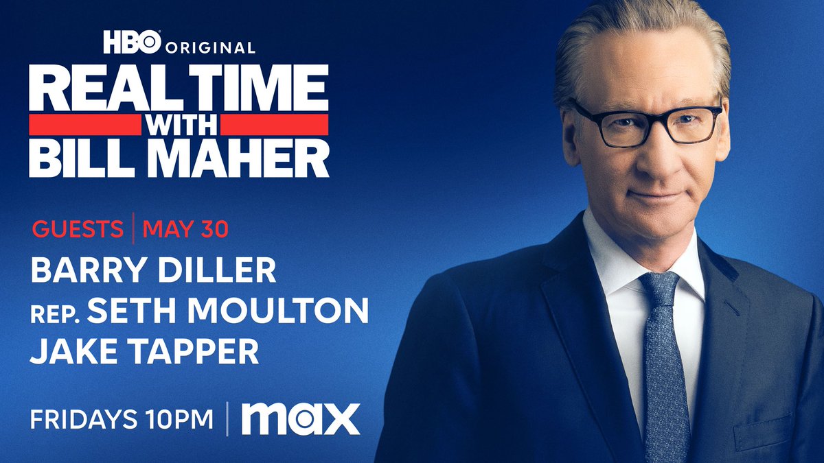 FRIDAY: @BillMaher is back with Barry Diller, Rep. @SethMoulton + @JakeTapper on Real Time <a href="/HBO/">HBO</a>!

Reply with a question and join the conversation after the show on #RTOvertime.