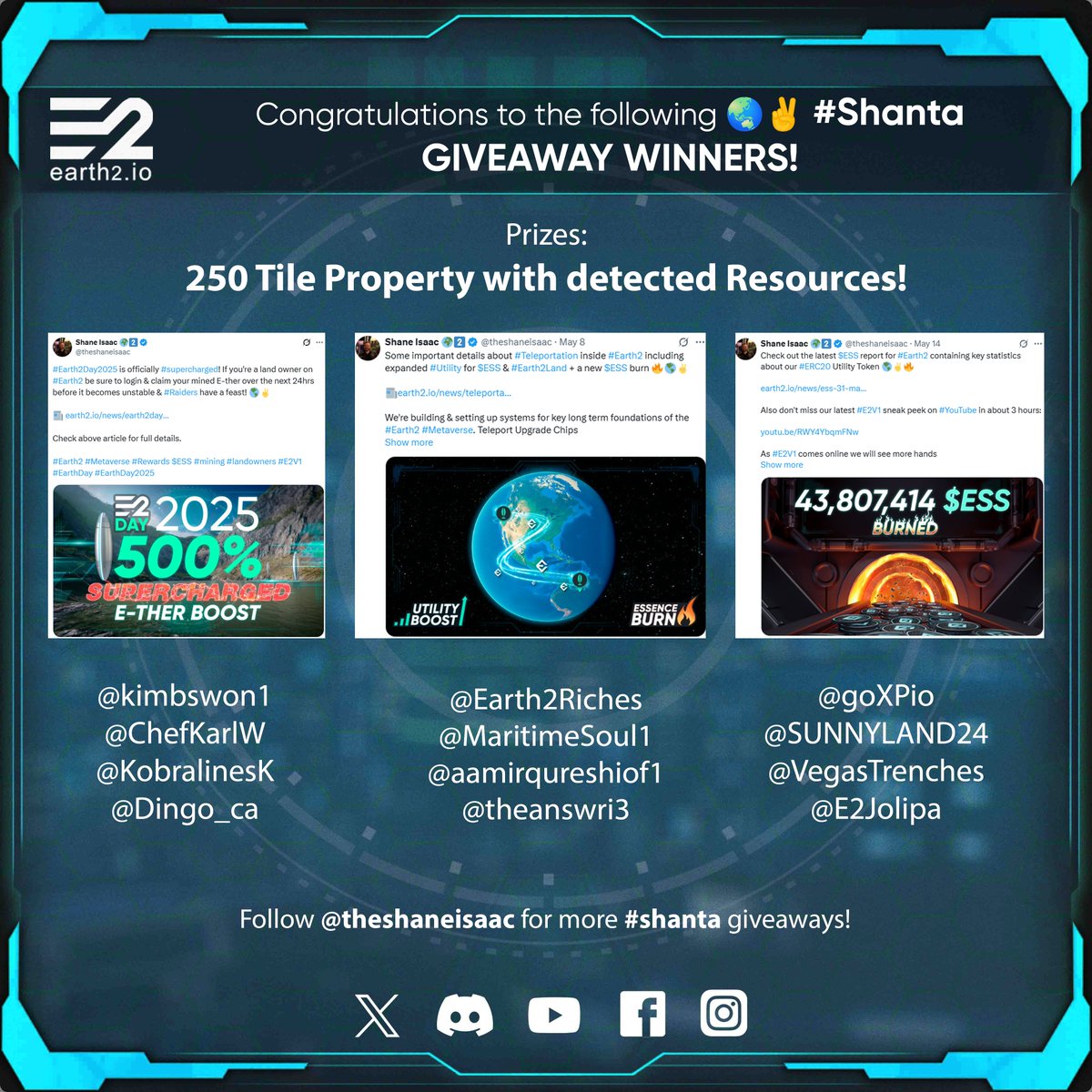 theshaneisaac's tweet image. Congratulations to the latest #Earth2 land #giveaway winners! Winners for my latest 3 posts have not been finalised yet so if you haven't re-posted them be sure to do so over the next few days!

I have given away thousands of dollars worth of #Earth2 land to my followers, which…