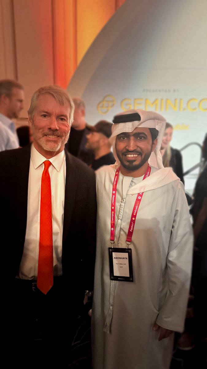 ABONHYAN (@abonhyanuae) on Twitter photo We had the honor of meeting Mr. Michael Saylor <a href="/saylor/">Michael Saylor</a> Founder and Executive Chairman of <a href="/Strategy/">Strategy</a> , during our participation at the <a href="/TheBitcoinConf/">The Bitcoin Conference</a> .
It was a pleasure to hear his profound insights on the future of Bitcoin and the decentralized financial system perspectives that We had the honor of meeting Mr. Michael Saylor <a href="/saylor/">Michael Saylor</a> Founder and Executive Chairman of <a href="/Strategy/">Strategy</a> , during our participation at the <a href="/TheBitcoinConf/">The Bitcoin Conference</a> .
It was a pleasure to hear his profound insights on the future of Bitcoin and the decentralized financial system perspectives that