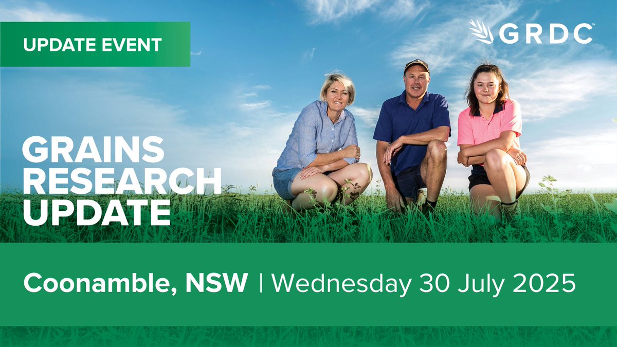 GRDC North (@grdcnorth) on Twitter photo Join us tomorrow at #Coonamble for the #GRDCUpdates, with an outstanding line up of speakers incl <a href="/lindsaywbell/">Lindsay Bell</a> <a href="/s_simpfendorfer/">Steven Simpfendorfer</a> <a href="/TimNeale1/">Tim Neale π¦πΊπ¦πΊπ¦πΊ</a> Tim McLaren (<a href="/UQ_News/">UQ News</a>) Richard Flavel (<a href="/UniNewEngland/">Uni of New England</a>), <a href="/MaurieStreet/">Mauriestreet</a> <a href="/GrainOrana/">GOA</a> and <a href="/MitchCuell/">Mitch Cuell</a>
Full details: bit.ly/GRUCoonamble25 Join us tomorrow at #Coonamble for the #GRDCUpdates, with an outstanding line up of speakers incl <a href="/lindsaywbell/">Lindsay Bell</a> <a href="/s_simpfendorfer/">Steven Simpfendorfer</a> <a href="/TimNeale1/">Tim Neale π¦πΊπ¦πΊπ¦πΊ</a> Tim McLaren (<a href="/UQ_News/">UQ News</a>) Richard Flavel (<a href="/UniNewEngland/">Uni of New England</a>), <a href="/MaurieStreet/">Mauriestreet</a> <a href="/GrainOrana/">GOA</a> and <a href="/MitchCuell/">Mitch Cuell</a>
Full details: bit.ly/GRUCoonamble25