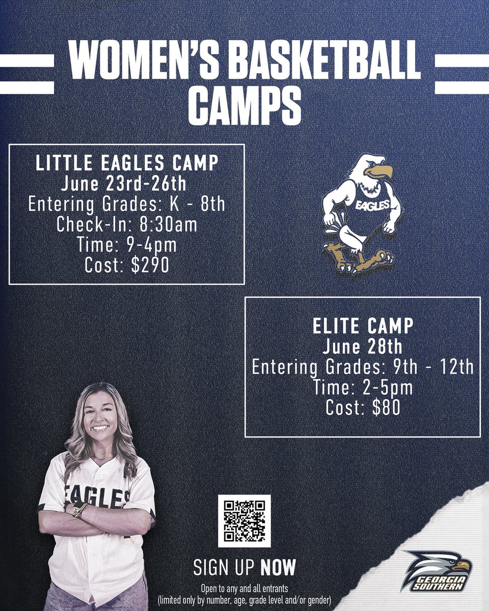 Sleeper Athletes Ladies Basketball (@sathleteslbb) on Twitter photo #GeorgiaSouthern #Eagles Summer Camp Dates
<a href="/CoachHanaHaden/">๐๐๐ง๐ ๐๐๐๐๐ง</a> | <a href="/GSAthletics_WBB/">Georgia Southern Womenโs Basketball</a> #GeorgiaSouthern #Eagles Summer Camp Dates
<a href="/CoachHanaHaden/">๐๐๐ง๐ ๐๐๐๐๐ง</a> | <a href="/GSAthletics_WBB/">Georgia Southern Womenโs Basketball</a>