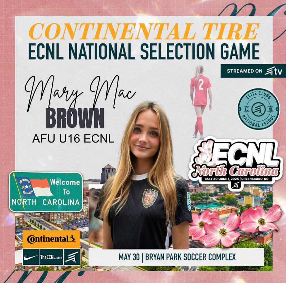 Atlanta Fire United (@atlantaunitedsa) on Twitter photo Congratulations to Mary Mac Brown! Mary Mac was selected to play in the Continental Tire ECNL National Selection Game at ECNL North Carolina! ⚽️ #weareafu <a href="/ECNLgirls/">ECNL Girls</a> Congratulations to Mary Mac Brown! Mary Mac was selected to play in the Continental Tire ECNL National Selection Game at ECNL North Carolina! ⚽️ #weareafu <a href="/ECNLgirls/">ECNL Girls</a>