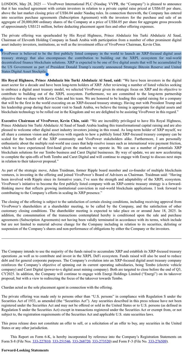 BankXRP's tweet image. VivoPower is believed to be the first publicly listed company in the world to launch an XRP-focused digital asset treasury strategy that also encompasses the contribution to building out the XRPL ecosystem for real-world decentralized finance blockchain solutions. XRP is expected…