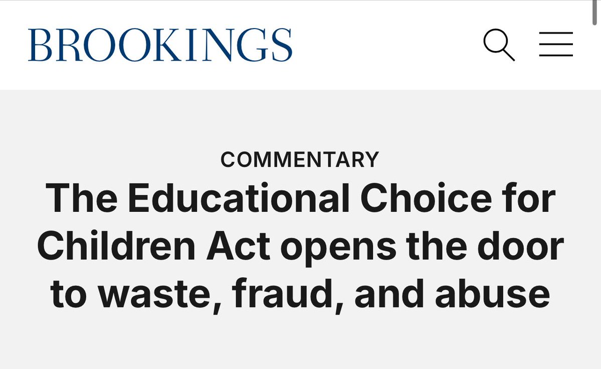 Josh Cowen (@joshcowenmsu) on Twitter photo The House GOP’s new voucher scheme would force vouchers into all states—and give a huge shelter for the ultra-rich.
Read the whole thing <a href="/BrookingsInst/">The Brookings Institution</a> <a href="/BrookingsEd/">Brookings Brown Center</a> The House GOP’s new voucher scheme would force vouchers into all states—and give a huge shelter for the ultra-rich.
Read the whole thing <a href="/BrookingsInst/">The Brookings Institution</a> <a href="/BrookingsEd/">Brookings Brown Center</a>