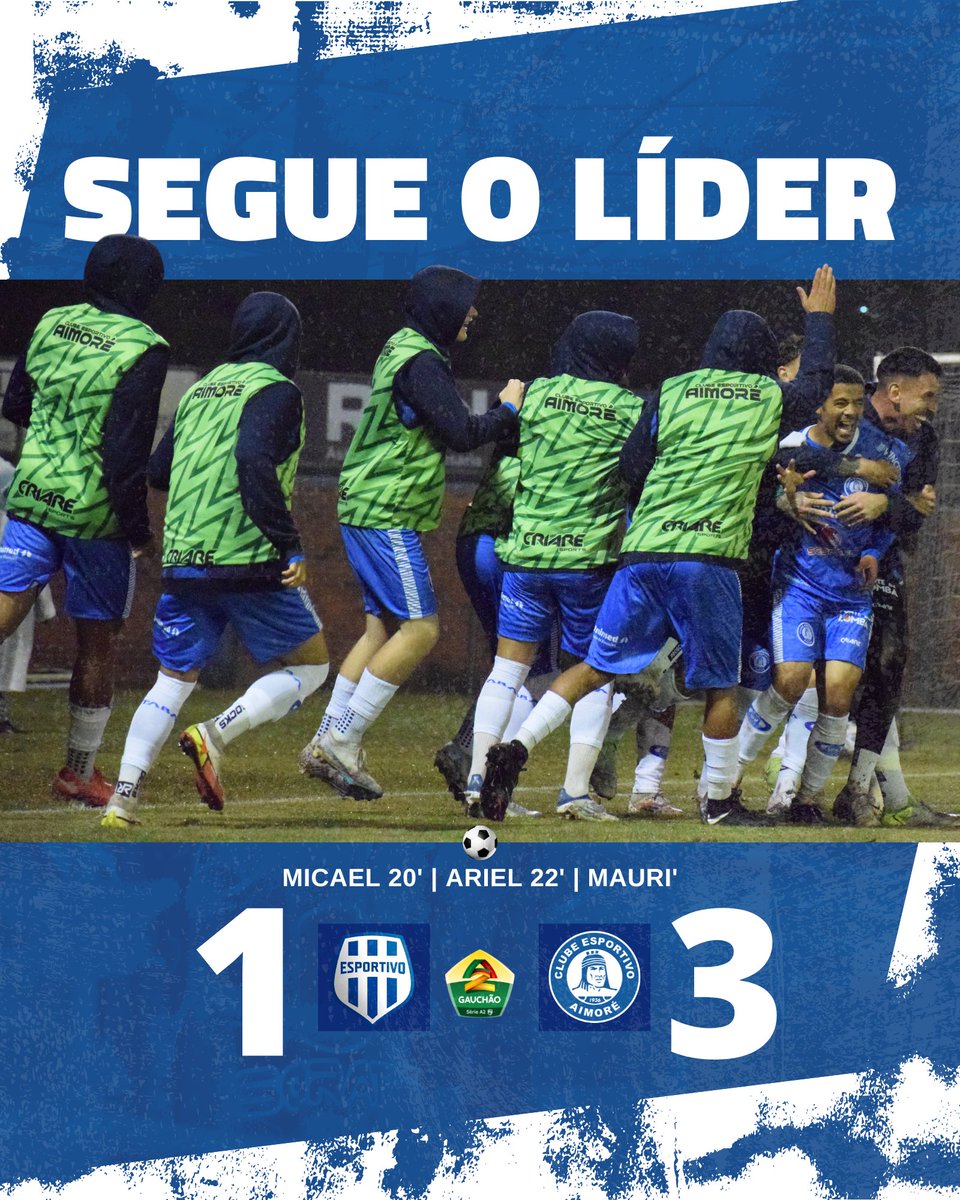 indiocapile's tweet photo. ESPORTIVO 1x3 AIMORÉ
Final de jogo e o índio é o novo líder do Gauchão A2. https://t.co/53gLhzBIOE