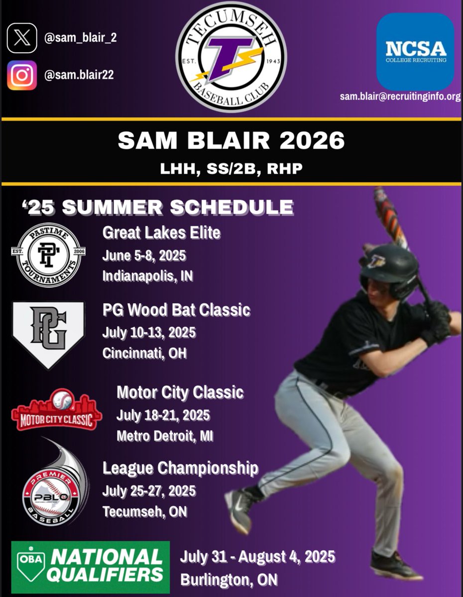 Sam Blair - ‘26 LHH/SS/RHP - Thunder 18U - #2
