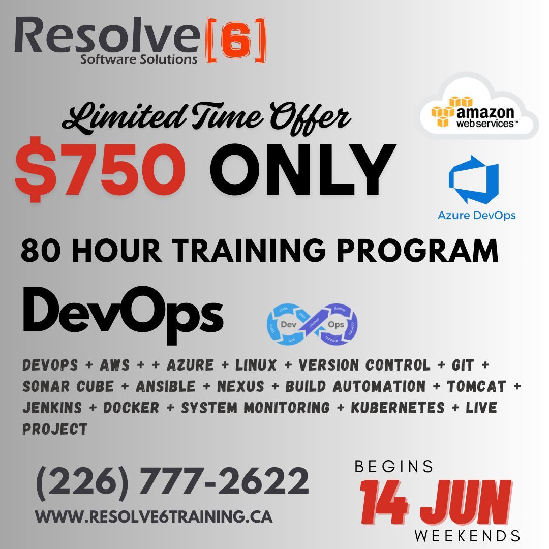 resolvesix's tweet photo. Become job-ready with hands-on training in:
✅ AWS, Azure, Docker, Kubernetes, Git, Jenkins &amp; More
📅 Starts June 14 | ⏰ Weekends Only
💸 Limited Time Price: $750
📞 (226) 777-2622 | 🌐 https://t.co/hF9nYgXoME
#DevOpsTraining #CloudEngineer #AWSJobs 
#DevOps #DevOpsTraining https://t.co/Xt8R2MFFCC