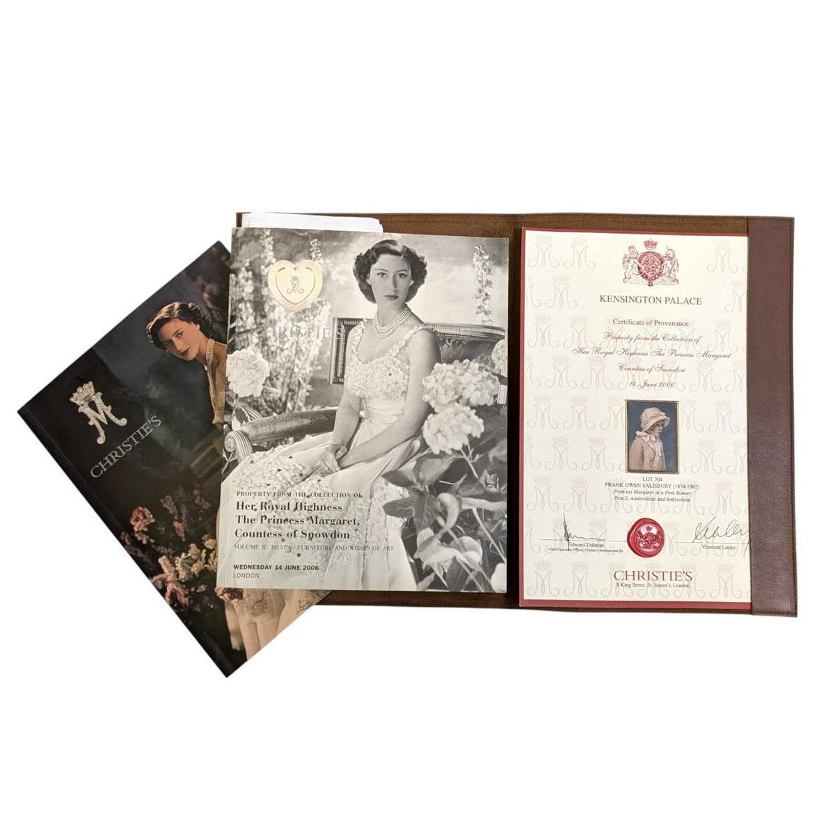 Coming to our auction next Friday:
Frank Owen Salisbury (British, 1874 - 1962)
"Princess Margaret in a Pink Bonnet"
Pencil, Watercolour.
Provenance: Sold as Lot 304, Property from the Collection of Her Royal Highness The Princess Margaret, Christies London, Wed 14th June 2006.