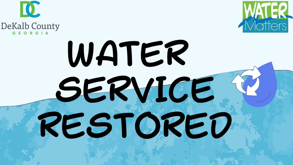 DeKalbWatershed's tweet image. DWM is notifying the public that #WaterService has been restored to 1400 Holly Bank Circle in Dunwoody.