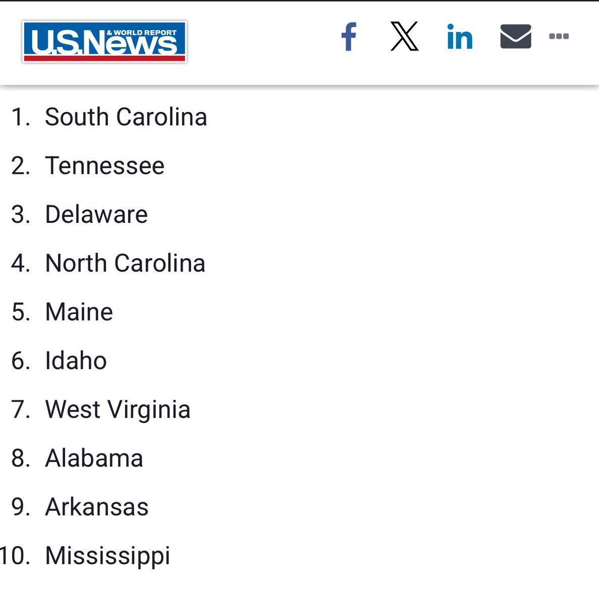 realHunterEstes's tweet photo. US News just ranked Mississippi as one of the 10 “most sought-after states” in the country.

With good schools, great jobs, low cost of living, and strong community values, it’s no surprise that more people are wanting to live here! 🏡 https://t.co/AnErKWNcxP