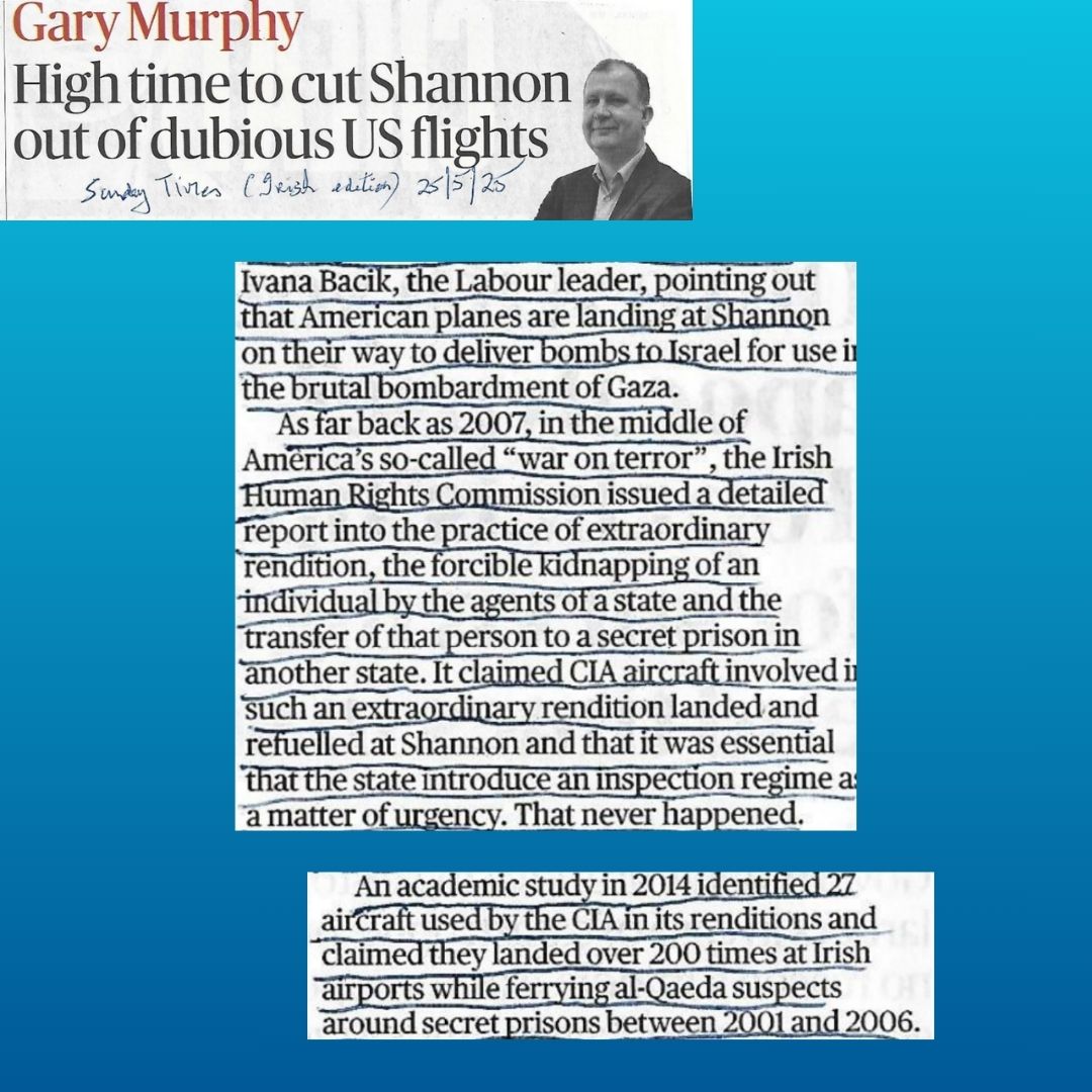 Stop the Shannon Stopover! Save Irish Neutrality! Save the Triple Lock! End the complicity in g3nocid3!
