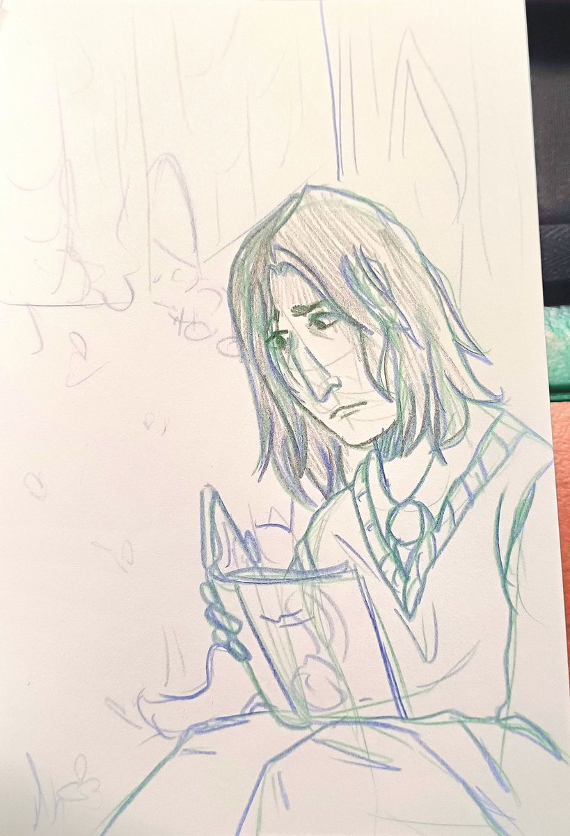 Slushy_Sea's tweet image. Sudden inspiration for a sevvy sketch. #SeverusSnape #HarryPotter