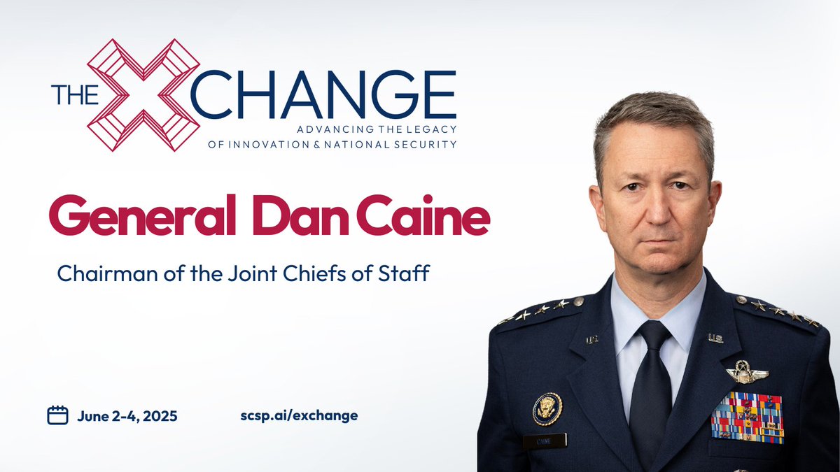 We are honored to welcome General Dan Caine, Chairman of the Joint Chiefs of Staff, as the keynote speaker at #TheExchange2025. Register now to hear his insights: expo.scsp.ai/register/