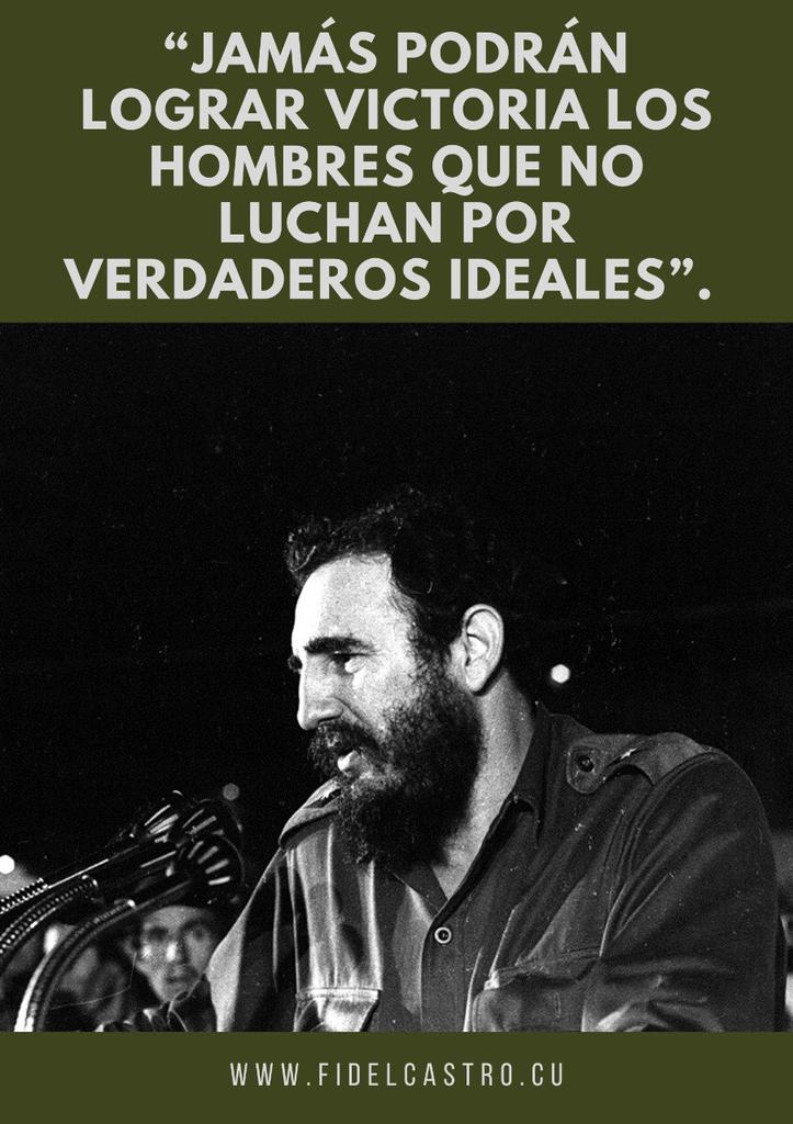 “Jamás podrán lograr victoria los hombres que no luchan por verdaderos ideales”. 
#FidelPorSiempre 
#SanctiSpíritusEnMarcha
<a href="/DiazCanelB/">Miguel Díaz-Canel Bermúdez</a> 
<a href="/DrRobertoMOjeda/">Dr. Roberto Morales Ojeda</a> 
<a href="/DeivyPrezMartn1/">Deivy Pérez Martín</a>