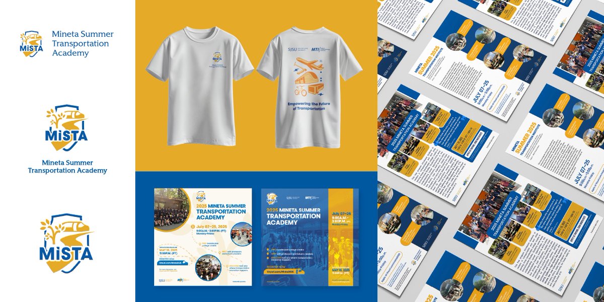 MinetaTrans's tweet image. Transportation needs civil engineers, planners… and designers? Yep! @SJSU #BFA students partnered with #MTI to rebrand the Mineta Summer Transportation Academy. Real-world work. Real impact. Read about it: 🔗 linkedin.com/pulse/sjsu-stu… #GraphicDesign #TransportationCareers
