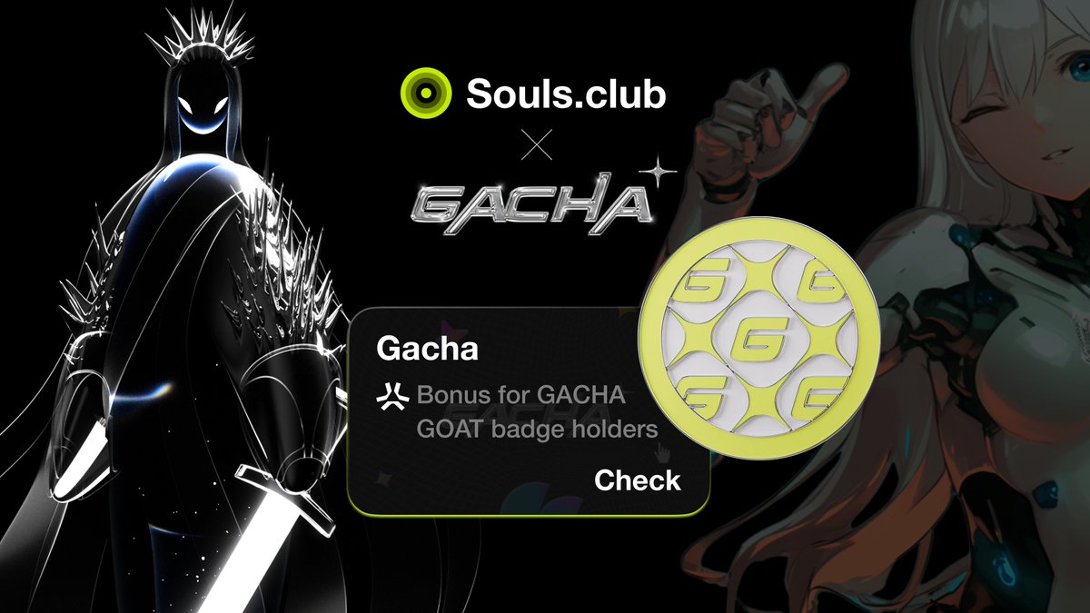 Gacha (@gacha_game_) on Twitter photo Gacha x <a href="/SoulsClubInc/">Souls.club</a>
Gacha Goat badge holders are eligible to claim bonus diamonds, arcade tokens, and more. Gacha x <a href="/SoulsClubInc/">Souls.club</a>
Gacha Goat badge holders are eligible to claim bonus diamonds, arcade tokens, and more.