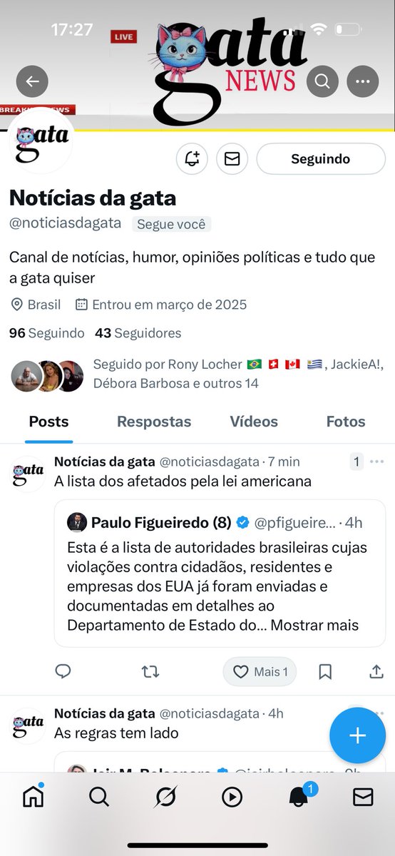 SUPER DESAFIO : Fazer <a href="/noticiasdagata/">Notícias da gata</a> passar de 150 seguidores ainda hoje!Vamos nessa, patriotas?Irei te seguir também com a conta reserva <a href="/RICKSERGIOBSB/">SERGIO RICARDO- RESERVA @SERGIOR49076581</a> , minha amiga ! 💪💪🇧🇷🇧🇷🤝🤝NOTICIASDAGATA ME GARANTIU QUE SEGUIRÁ TODOS OS PATRIOTAS DE VOLTA,ESTOU CERTO AMIGA ?