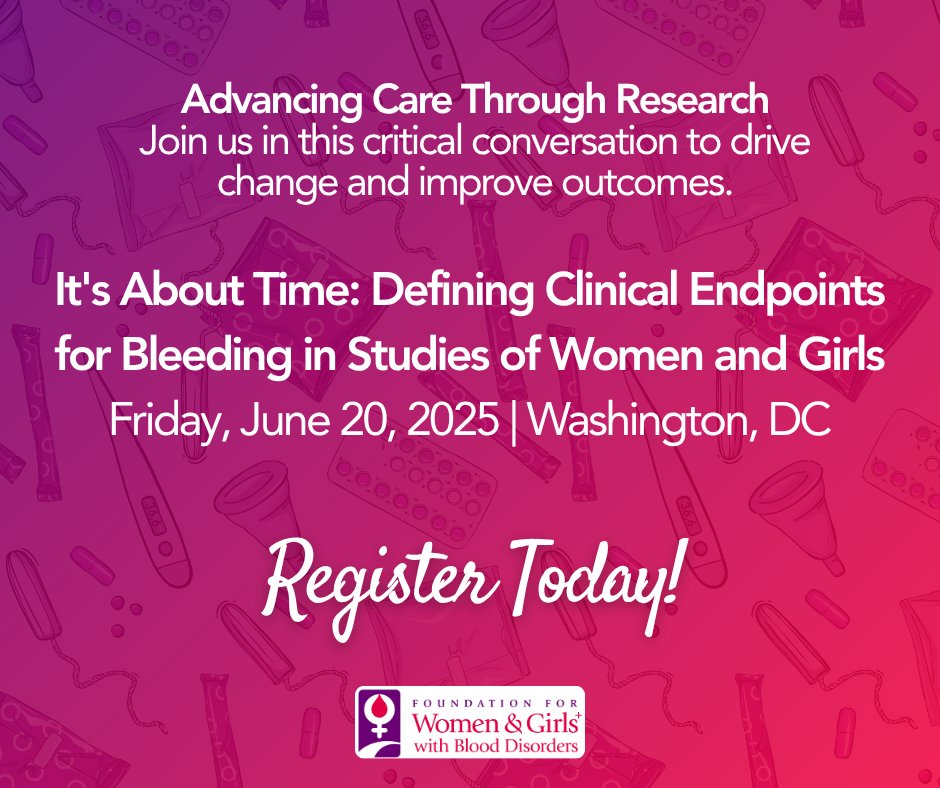 fwgbd's tweet image. 📣 Advocate for Research in Women & Girls this #MHDay2025 - Join the conversation with FWGBD on June 20th, 2025. Learn more & register here for our program: It’s About Time: Defining Clinical Endpoints for Bleeding in Studies of Women and Girls fwgbd.org/isth-symposium…