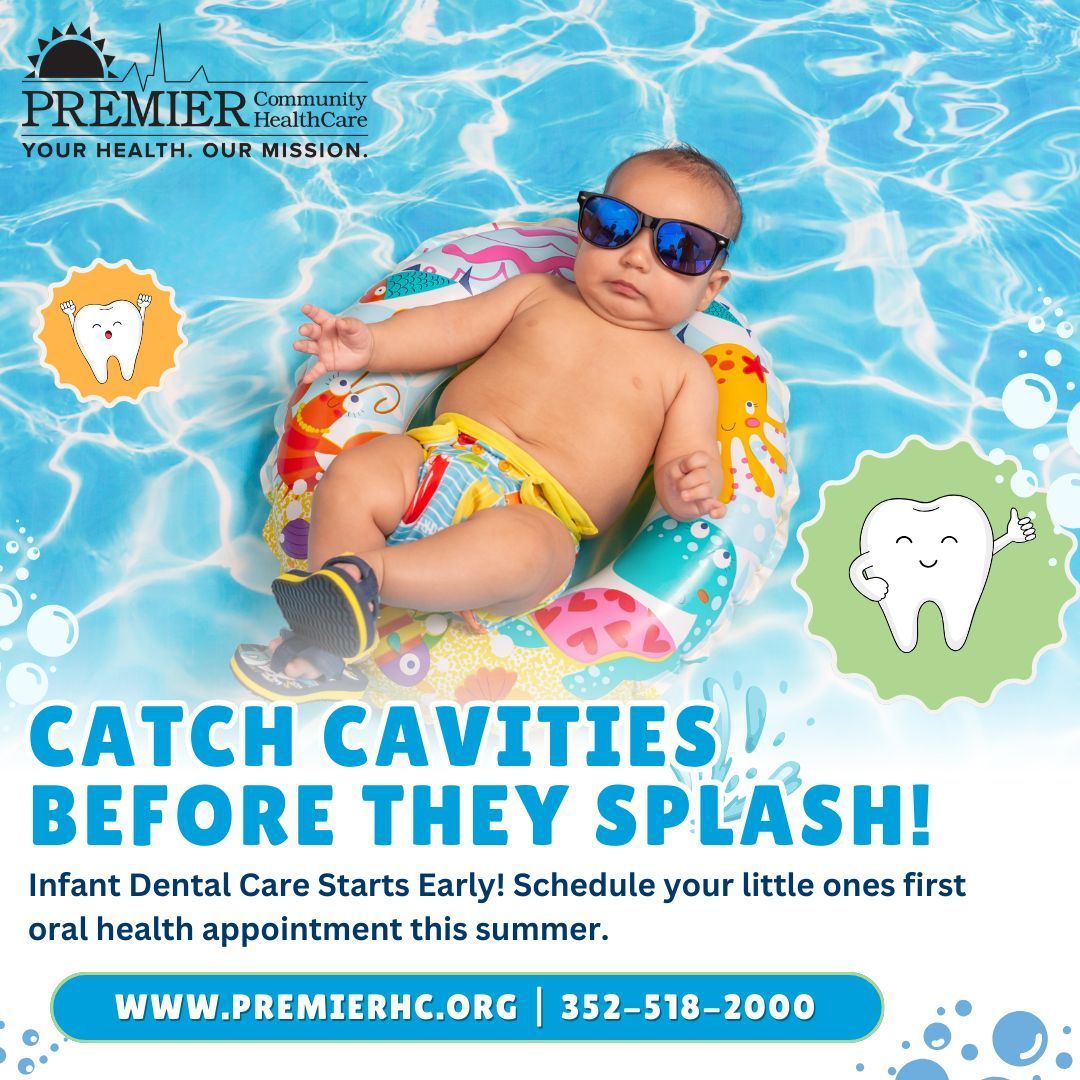 ☀️ Summer’s Here—Let’s Catch Cavities Before They Splash!
As kids dive into pool days and popsicle season, don’t let cavities sneak into the fun! 
📞 Call us at 352-518-2000 or visit PremierHC.org to book an appointment. 
#PremierCommunityHealthcare #CavityFreeSummer