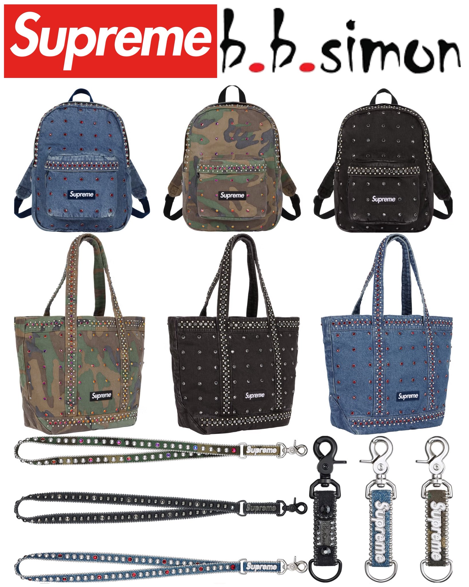 D*D様 【Supreme】b.b. Simon Denim Tote Bag Supreme b.b. Simon Denim Tote Bag Washed Indigo - SS25 - US