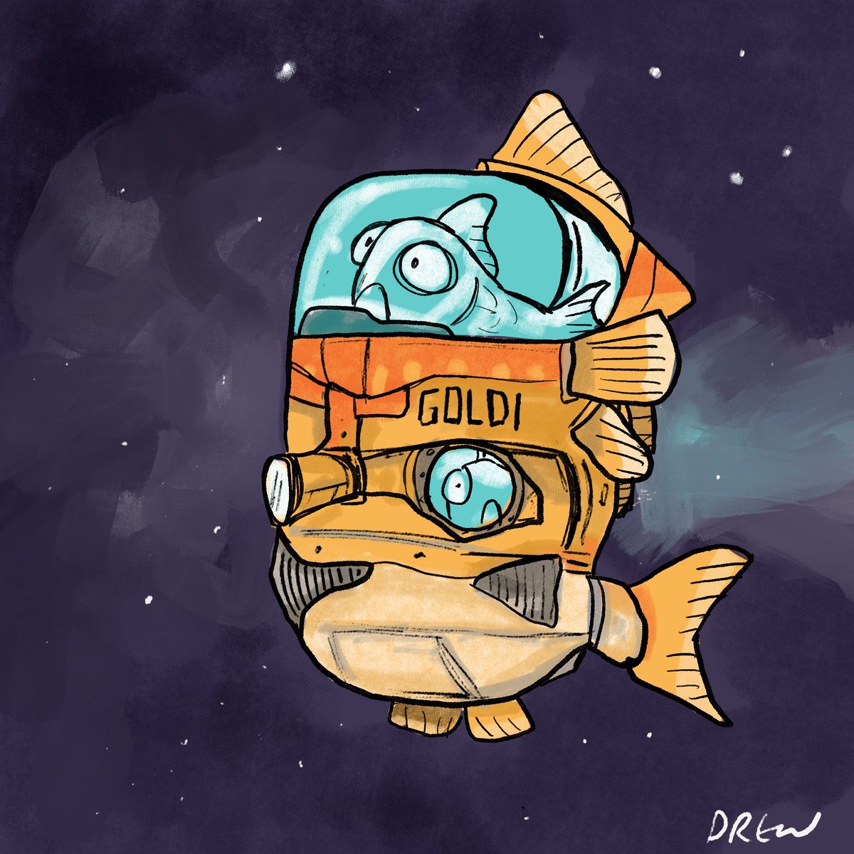 Wednesday #shapechallenge a goldfish spacecraft #goldfishinspace <a href="/StudioTeaBreak/">Virtual Studio</a>