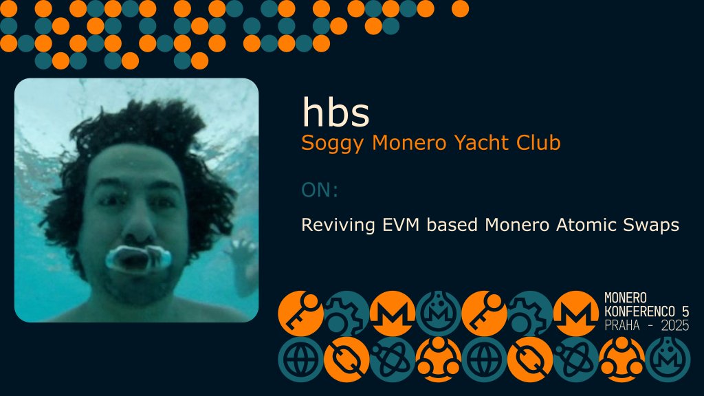 23 days 'til MoneroKon🔥 Atomic cypherpunk and active Monero community member hbs will present possibilities to make atomic swaps easier and more popular on EVM-based blockchains, from a technical standpoint as well as from a user’s one⚡️