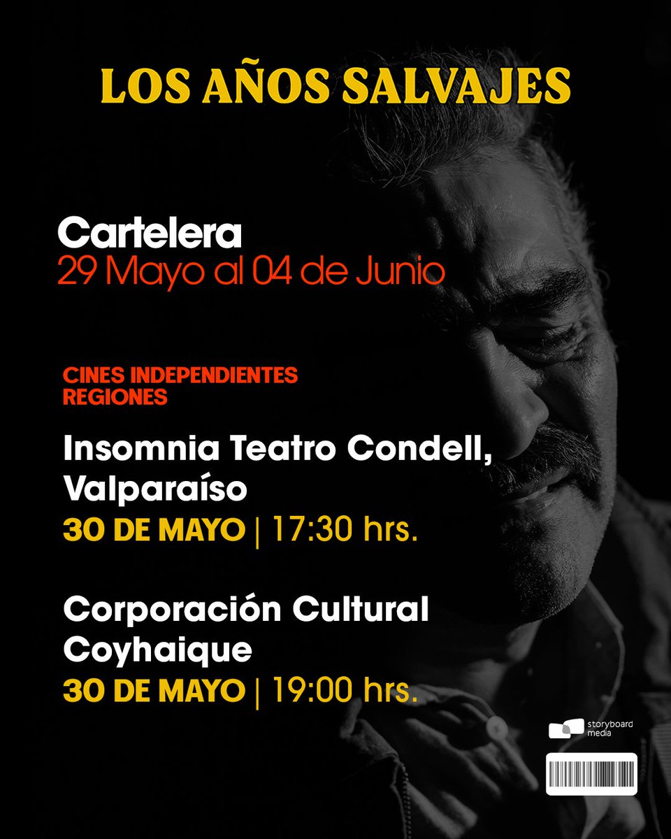 Los Años Salvajes sigue en cartelera en Valpo y Coyhaique 🎬

Lo nuevo de Andrés Nazarala protagonizado por Daniel Antivilo 🎭 Últimas fechas 📅  ¡Nos vemos el 30 de mayo!