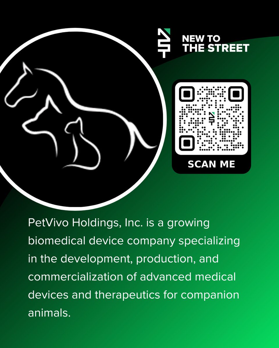 🐾💉 Innovation for Our Four-Legged Friends

<a href="/PetVivo/">PetVivo Holdings, Inc.</a>  Holdings Inc. is a fast-growing biomedical device company focused on developing, producing, and commercializing advanced medical devices and therapeutics for companion animals. 🐶🐱 <a href="/vincemedia1/">Vince Caruso</a> 

Bringing cutting-edge care