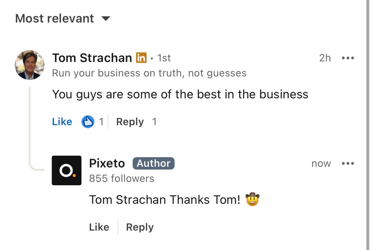 Most days I’m deep in my head about growing the agency. Pushing the needle even a bit takes everything.

Then a client drops a comment like this, like a spark in the dark. Appreciate you, Tom 🫡