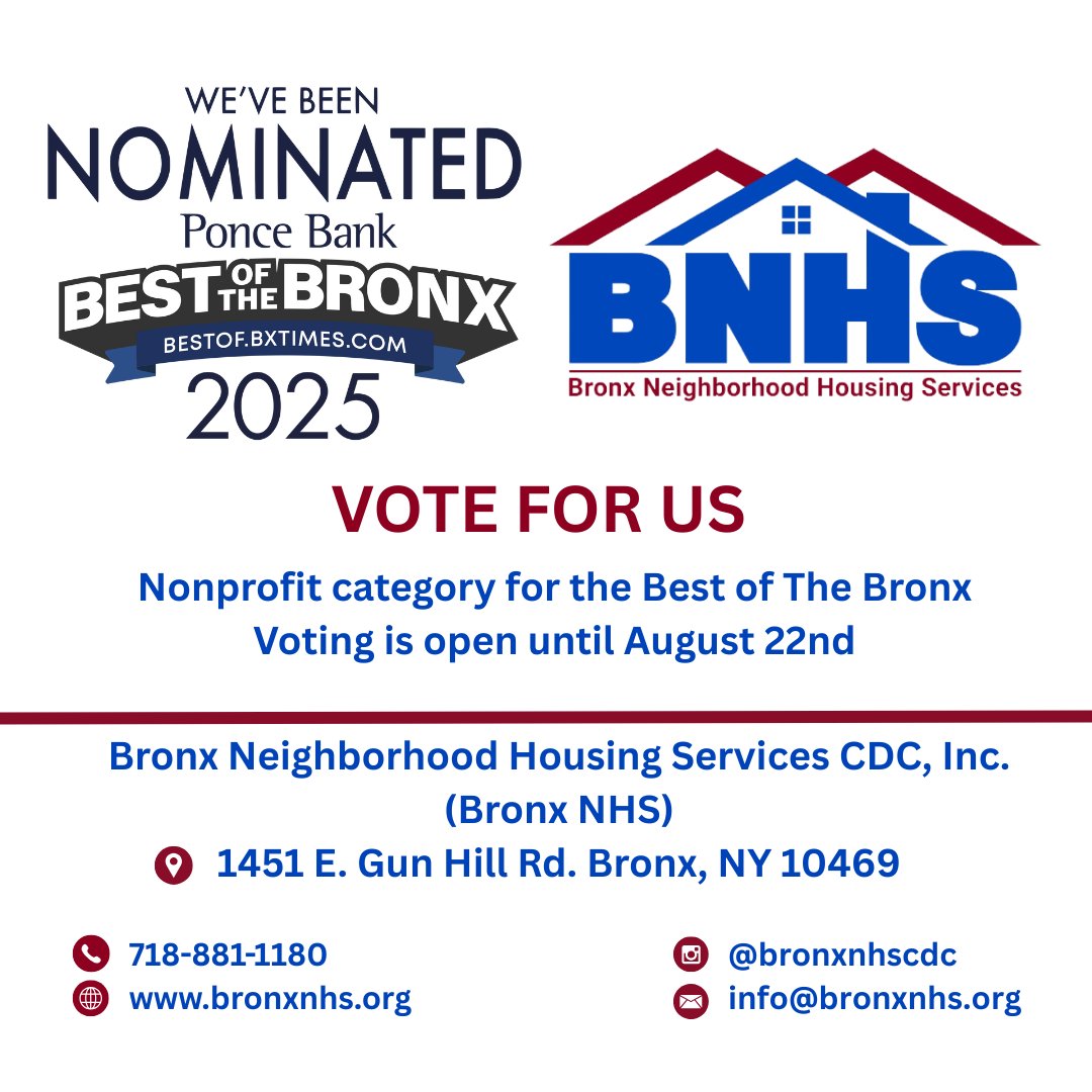 We’re excited to be in the running for Best of the Bronx under the nonprofit category! Show us some love and vote for us— VOTE HERE:  bestoftheboro.secondstreetapp.com/.../486714057