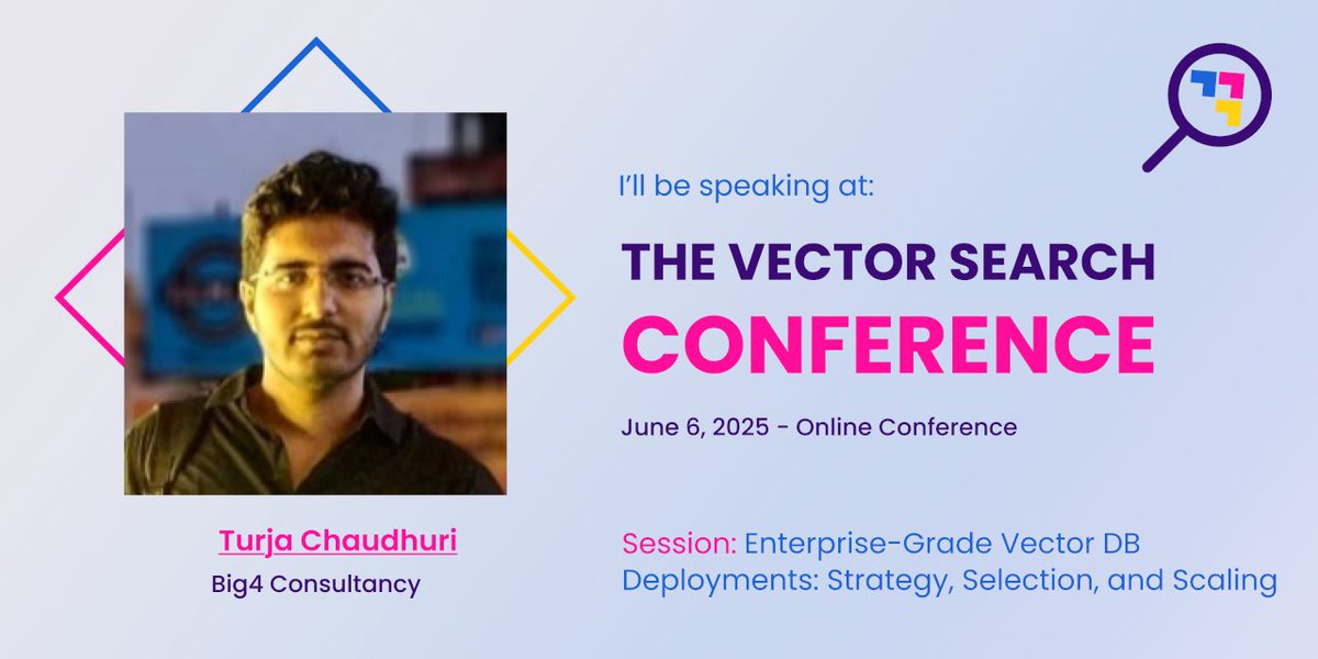 vsearchcon's tweet image. 🏗️ Scaling vector DBs isn’t just tech — it’s strategy.
👨💻 Turja Chaudhuri brings a Big4 lens to big questions:
How do enterprises choose, deploy, and scale vector databases across complex systems?
At #VSCON25, Turja unpacks what CTOs need to know before the first query is even…