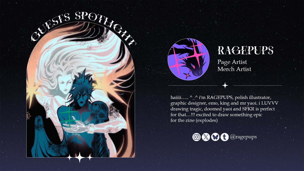 Our guest announcement today is <a href="/ragepups/">RAGEPUPS</a> 🐺🖤 !!! What a wonderful addition to our guest artist roster, check out his emo and doomed yaoi artwork!!