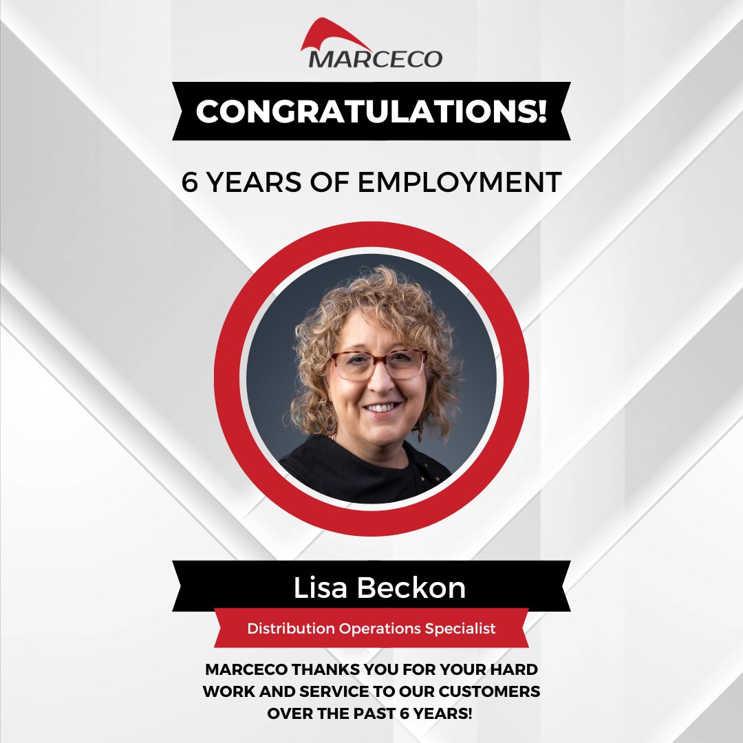 🎉👏Celebrating 6 years with Lisa Beckon, Distribution Operations Specialist! 

Lisa, your dedication and attention to detail have been key to our success. Here's to many more years of growth and achievements!

 #AnniversaryCelebration #DistributionPro #TeamMarceco #MarcecoStrong