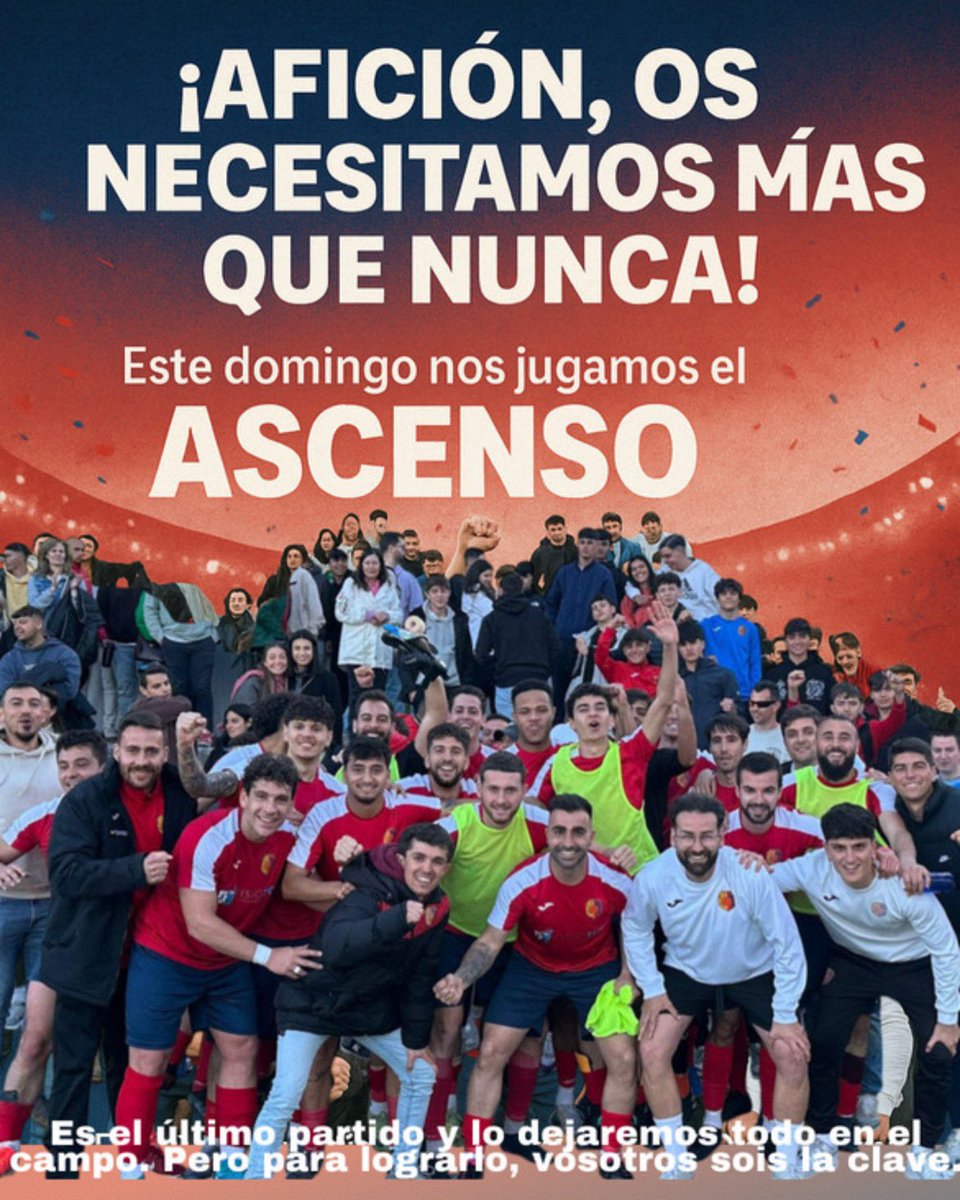 MoralzarzalCdF's tweet photo. Este domingo será algo más que un partido…
¡Nos jugamos el ASCENSO y te necesitamos más que nunca!
Es el último paso hacia un sueño que durante 33 jornadas llevamos construyendo juntos. 
Tu energía es clave
#aupamoral❤️💙 
@fisiocerceda #visiotic #moralzarzal https://t.co/itcUHPsoqz