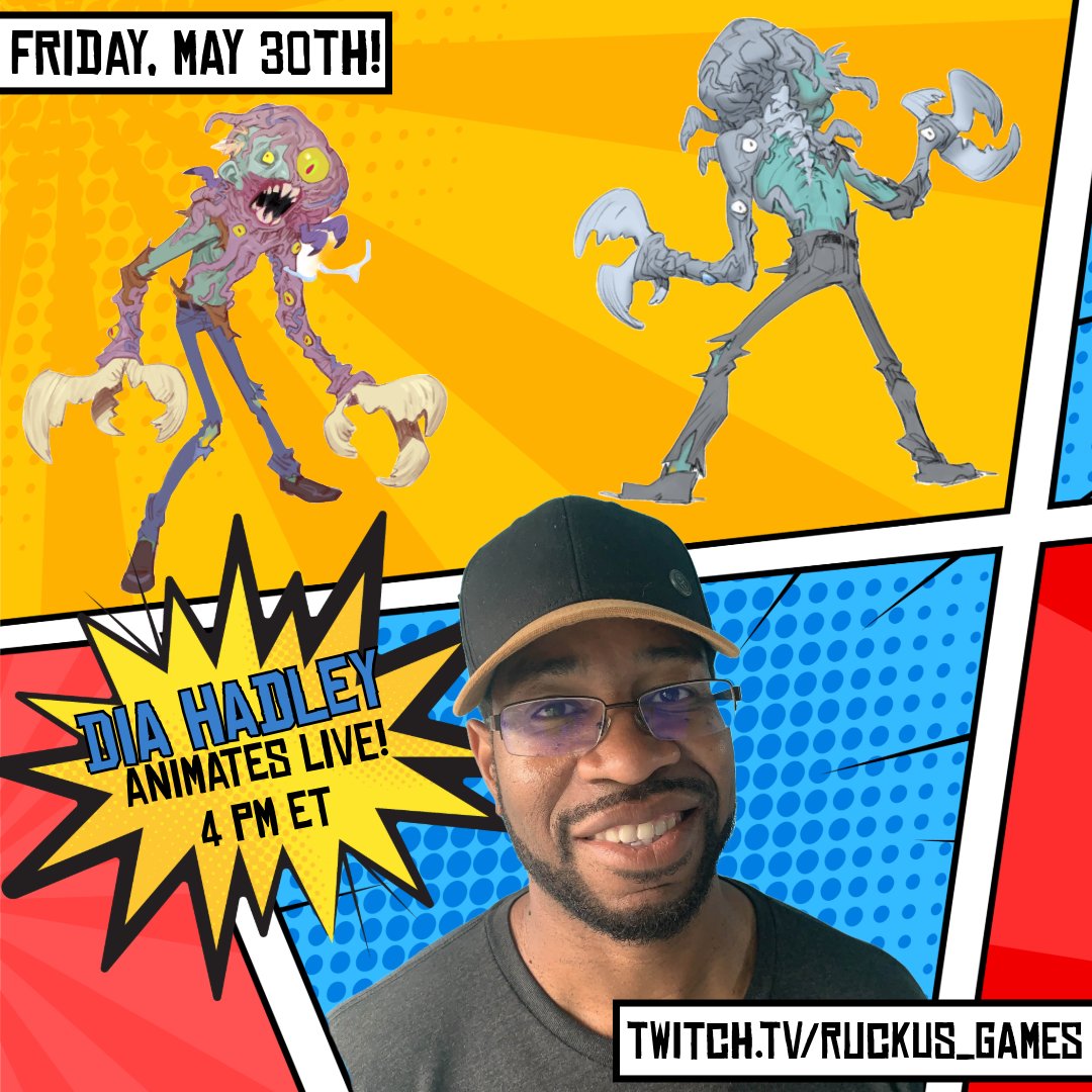 Get an exclusive behind the scenes look at animation here at Ruckus Games this Friday, May 30th! 

Join Principal Animator Dia Hadley and Sr Community Manager <a href="/LadyDevann/">LadyDevann</a> live on Twitch! We'll answer your questions on video game animation and reveal one of the many foes you and