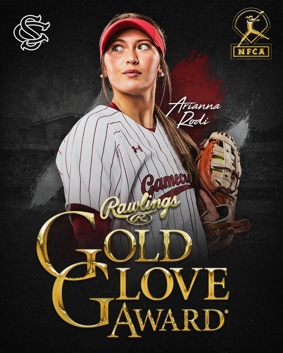 Gamecock Softball (@gamecocksoftbll) on Twitter photo She is 𝐆𝐎𝐋𝐃𝐄𝐍🌟 <a href="/RodiArianna/">Arianna Rodi</a> becomes the first Gamecock to earn the <a href="/RawlingsSB/">Rawlings Softball</a> Gold Glove Award, presented by the <a href="/NFCAorg/">National Fastpitch Coaches Association</a>
📰 bit.ly/RodiGoldGlove She is 𝐆𝐎𝐋𝐃𝐄𝐍🌟 <a href="/RodiArianna/">Arianna Rodi</a> becomes the first Gamecock to earn the <a href="/RawlingsSB/">Rawlings Softball</a> Gold Glove Award, presented by the <a href="/NFCAorg/">National Fastpitch Coaches Association</a>
📰 bit.ly/RodiGoldGlove