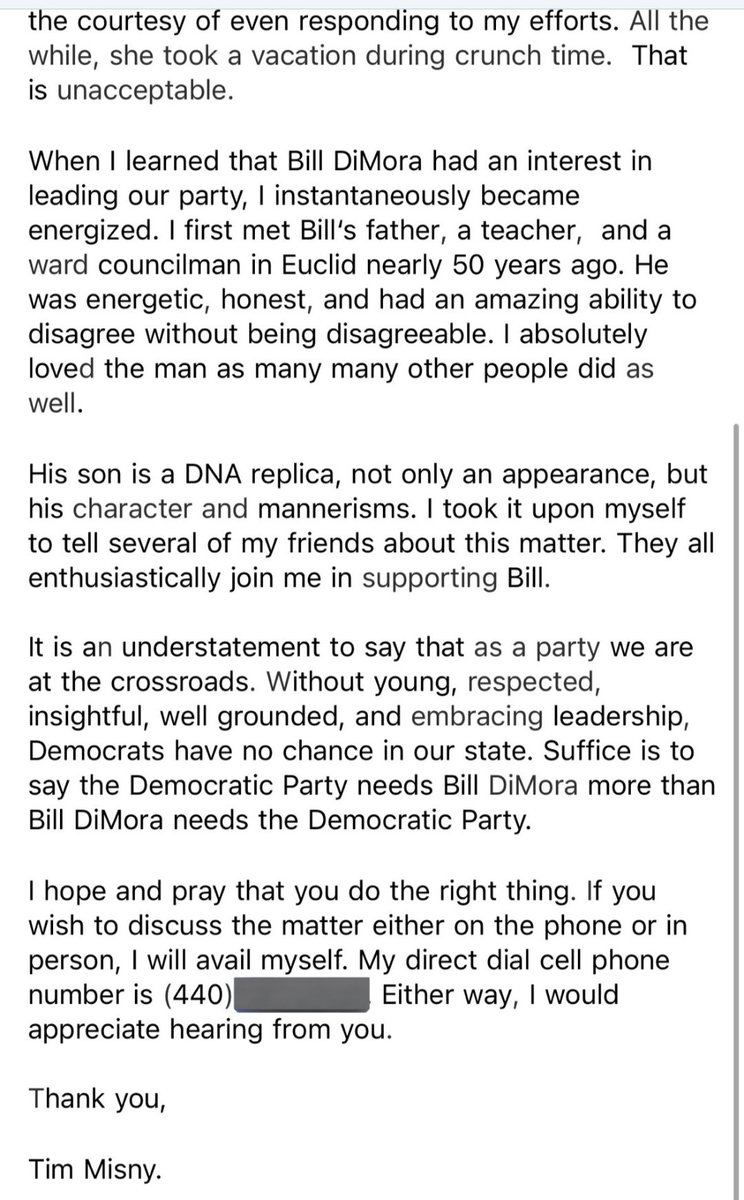 Cleveland-area personal injury lawyer Tim Misny, who SHOULD RUN FOR GOVERNOR, is out with a statement backing State Senator Bill DeMora for Ohio Democratic Party chairman.