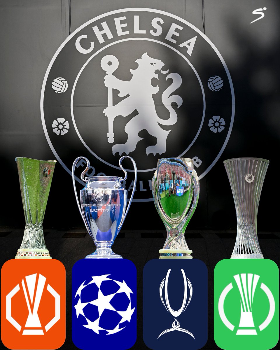 SSFootball's tweet photo. โ
- UEFA Europa League ๐
โ
- UEFA Champions League โญ
โ
- UEFA Super Cup ๐
โ
- UEFA Conference League ๐ข
Chelsea make European history ๐ต๐
#SSUECL | #UECL https://t.co/QpvlHS7jaV