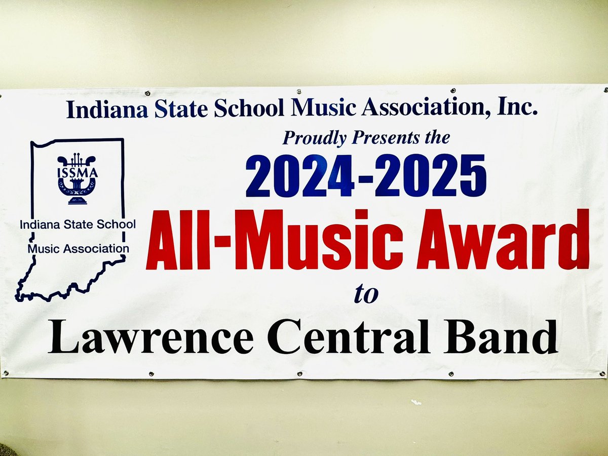 LCHS_Bands's tweet image. For the first time in school history, the Lawrence Central Band program earns the Indiana State School Music Association (ISSMA) All-Music Award for the 2024-2025 school year!