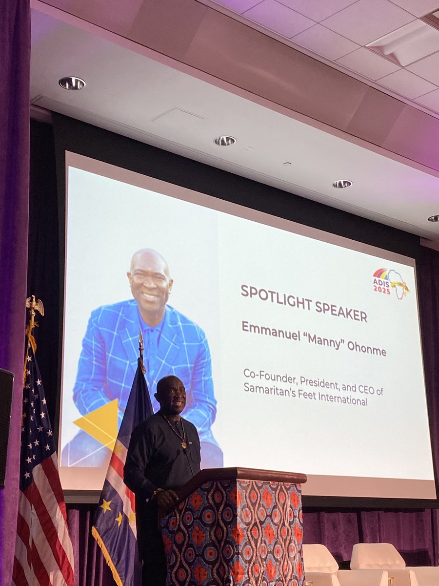 Our Spotlight Speaker, Emmanuel Ohonme who is the co-founder of Samaritan’s Feet International, pinpointed that their dream is to have every single African own a pair of shoes that are manufactured on the continent #ADIS25 #BeyondRemittances #10thAnniversary