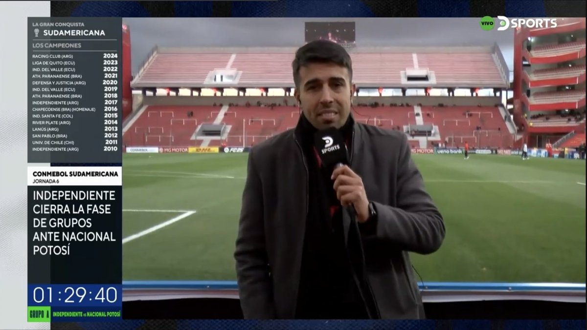 Tribuna Deportiva (@tribunadeporok) on Twitter photo #SudamericanaEnDSports
<a href="/sehablaasi/">De Fútbol Se Habla Así</a> desde el Estadio Libertadores de América en la antesala de Independiente vs Nacional Potosí por <a href="/DSports/">DSPORTS</a>.
🎙 <a href="/TotiPasman/">Juan Carlos Pasman</a> <a href="/nanisenra/">Nani Senra 🎙</a> <a href="/rodrigojcastro/">Rodrigo Castro ⚽️🎥🎙</a> <a href="/HectorGalloOk/">Hector Gallo</a> <a href="/fabig08/">Fabián Godoy</a> y <a href="/Facusanches9/">Facu Sanches</a>. #SudamericanaEnDSports
<a href="/sehablaasi/">De Fútbol Se Habla Así</a> desde el Estadio Libertadores de América en la antesala de Independiente vs Nacional Potosí por <a href="/DSports/">DSPORTS</a>.
🎙 <a href="/TotiPasman/">Juan Carlos Pasman</a> <a href="/nanisenra/">Nani Senra 🎙</a> <a href="/rodrigojcastro/">Rodrigo Castro ⚽️🎥🎙</a> <a href="/HectorGalloOk/">Hector Gallo</a> <a href="/fabig08/">Fabián Godoy</a> y <a href="/Facusanches9/">Facu Sanches</a>.