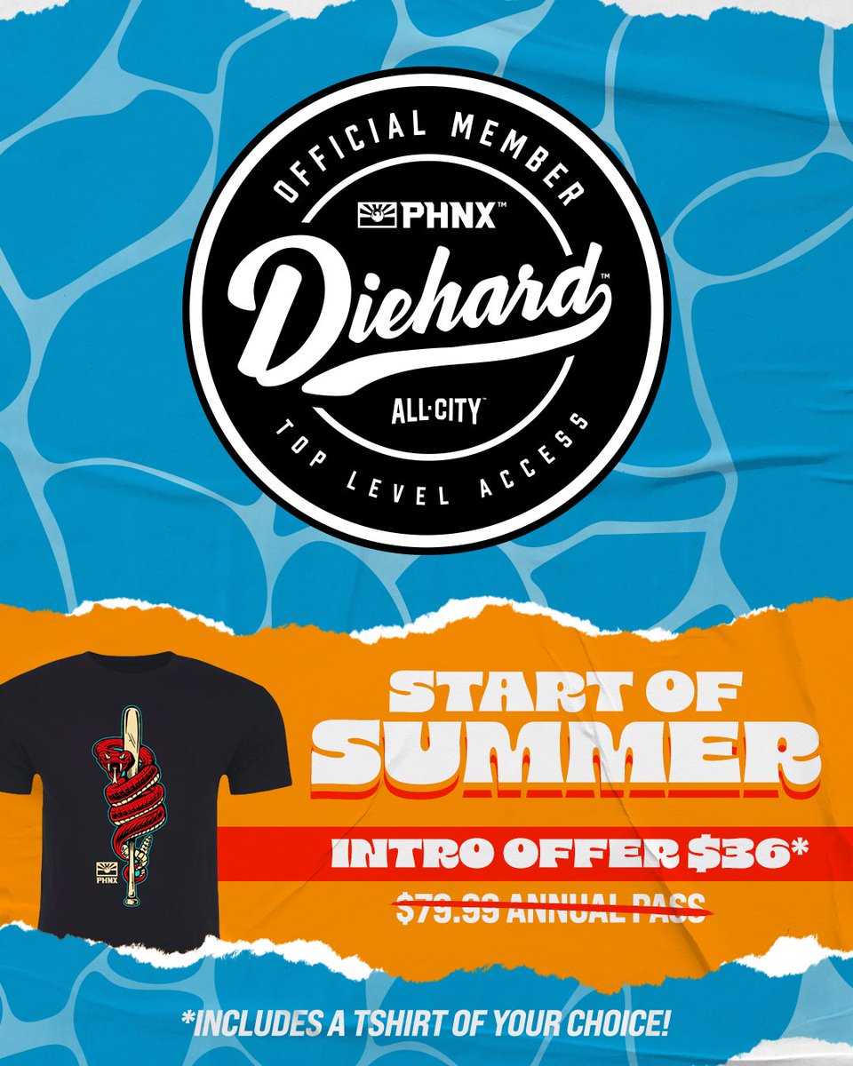 Summer vibes = Diehard deals ☀️

Become a PHNX Diehard today for just $36/year + get a FREE summer shirt! #DiehardSummer

🔗 gophnx.com/intro-offer-so…