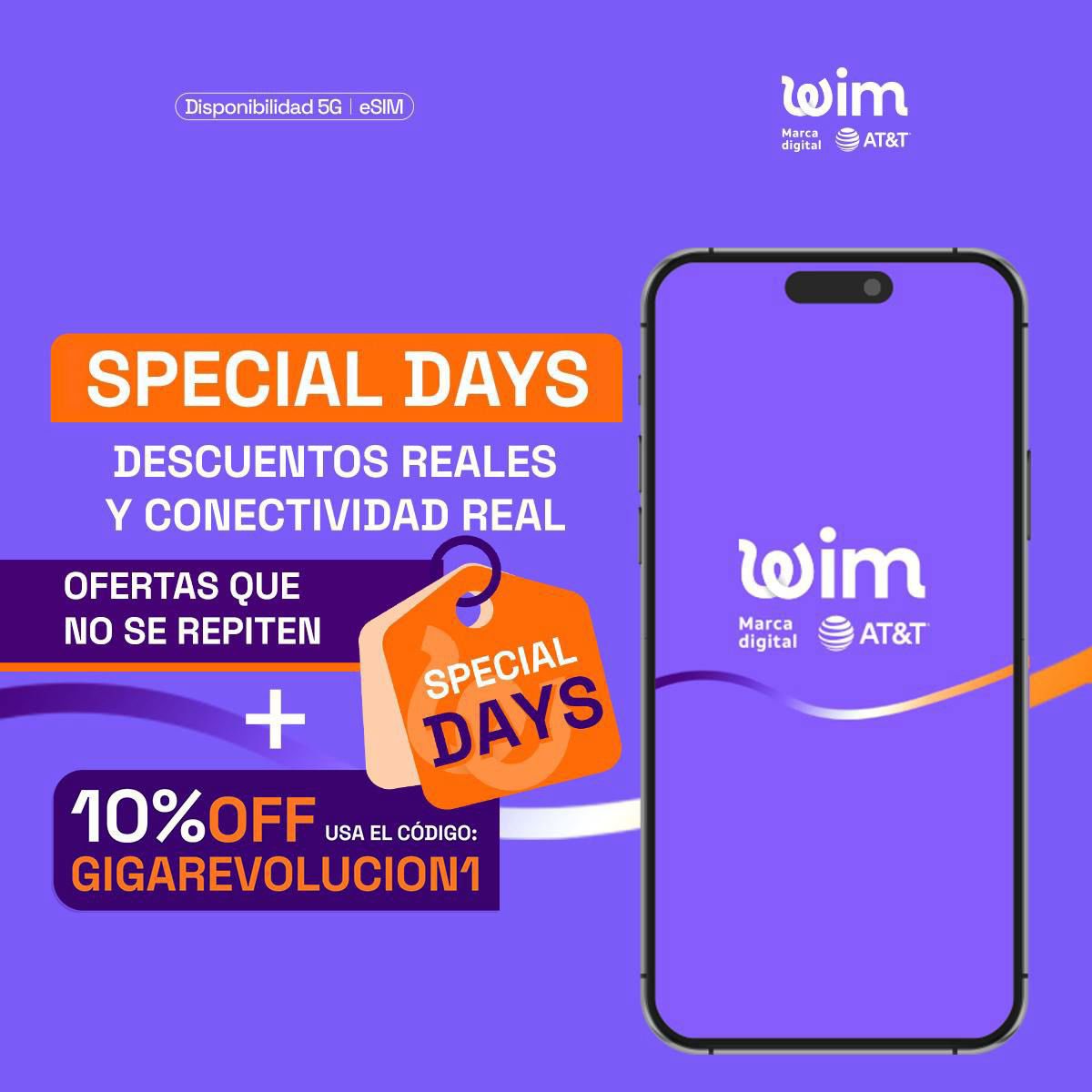 somoswim's tweet image. 🚨 ¡Llegaron los SPECIAL DAYS en somos wim!
Por tiempo limitado aprovecha promos únicas:
Cámbiate, activa tu línea o prueba la membresía gratuita.📲🙌🏼
Y si usas el código GIGAREVOLUCION1...
¡Te damos 10% adicional el primer mes!😎
#Ofertas #wimrevolución #SpecialDays