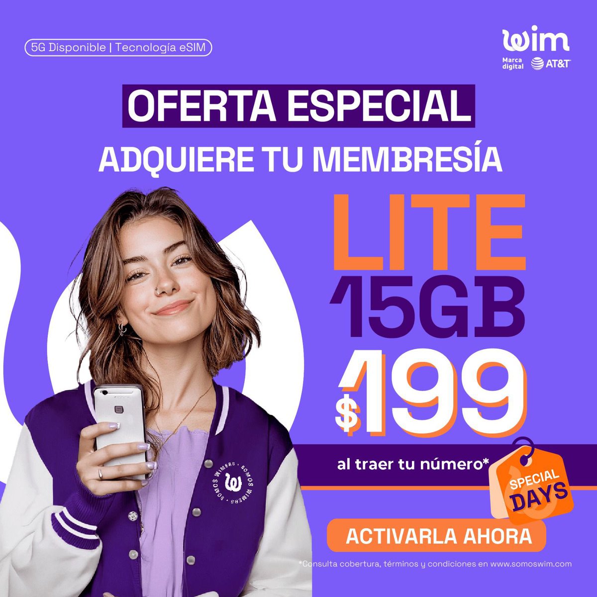 somoswim's tweet image. 🚨 ¡Llegaron los SPECIAL DAYS en somos wim!
Por tiempo limitado aprovecha promos únicas:
Cámbiate, activa tu línea o prueba la membresía gratuita.📲🙌🏼
Y si usas el código GIGAREVOLUCION1...
¡Te damos 10% adicional el primer mes!😎
#Ofertas #wimrevolución #SpecialDays