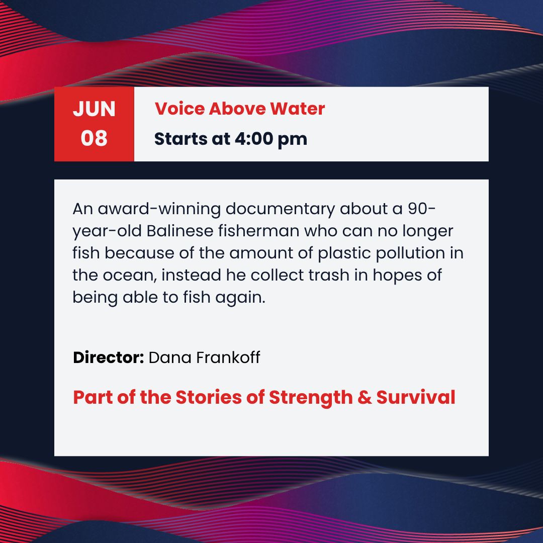 JOIN THE WAVE – #VoiceAboveWater
At 90, Wayan can’t fish — so he fights plastic pollution to save the sea.
An award-winning doc on purpose, resilience &amp; hope.

📅 June 8 | 4 PM MT
📍 Calgary: buff.ly/TfNKXA1
💻 Online: buff.ly/G517EJK

#TAFF2025 #StoriesOfStrength