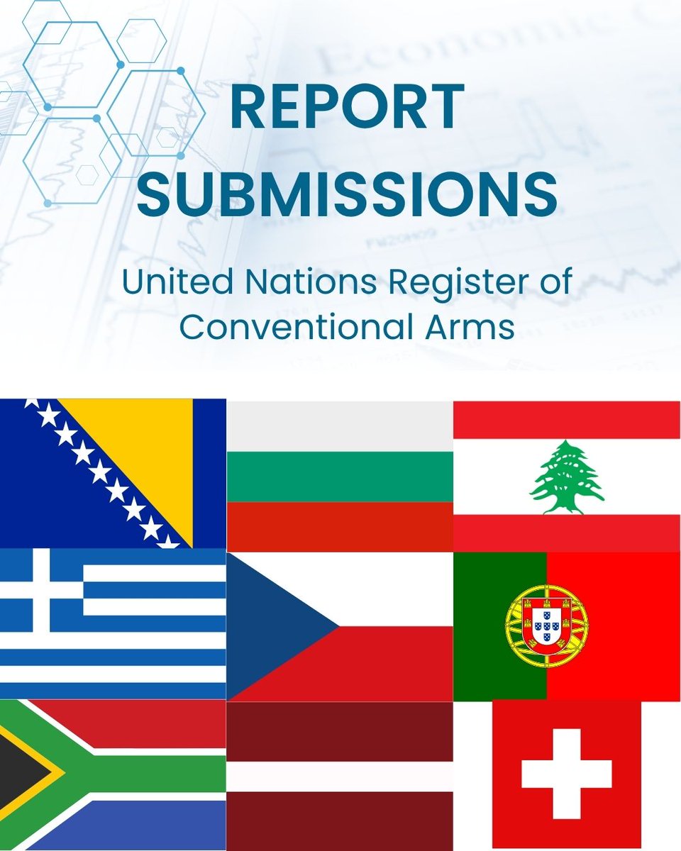 ODA (@un_disarmament) on Twitter photo Congratulations to Bosnia and Herzegovina, Bulgaria, Czechia, Greece, Latvia, Lebanon, Portugal, South Africa and Switzerland for submitting information to the UN Register of Conventional Arms #UNROCA!
3 days to submit reports - Deadline is 31 May 2025.
▶️unroca.org Congratulations to Bosnia and Herzegovina, Bulgaria, Czechia, Greece, Latvia, Lebanon, Portugal, South Africa and Switzerland for submitting information to the UN Register of Conventional Arms #UNROCA!
3 days to submit reports - Deadline is 31 May 2025.
▶️unroca.org